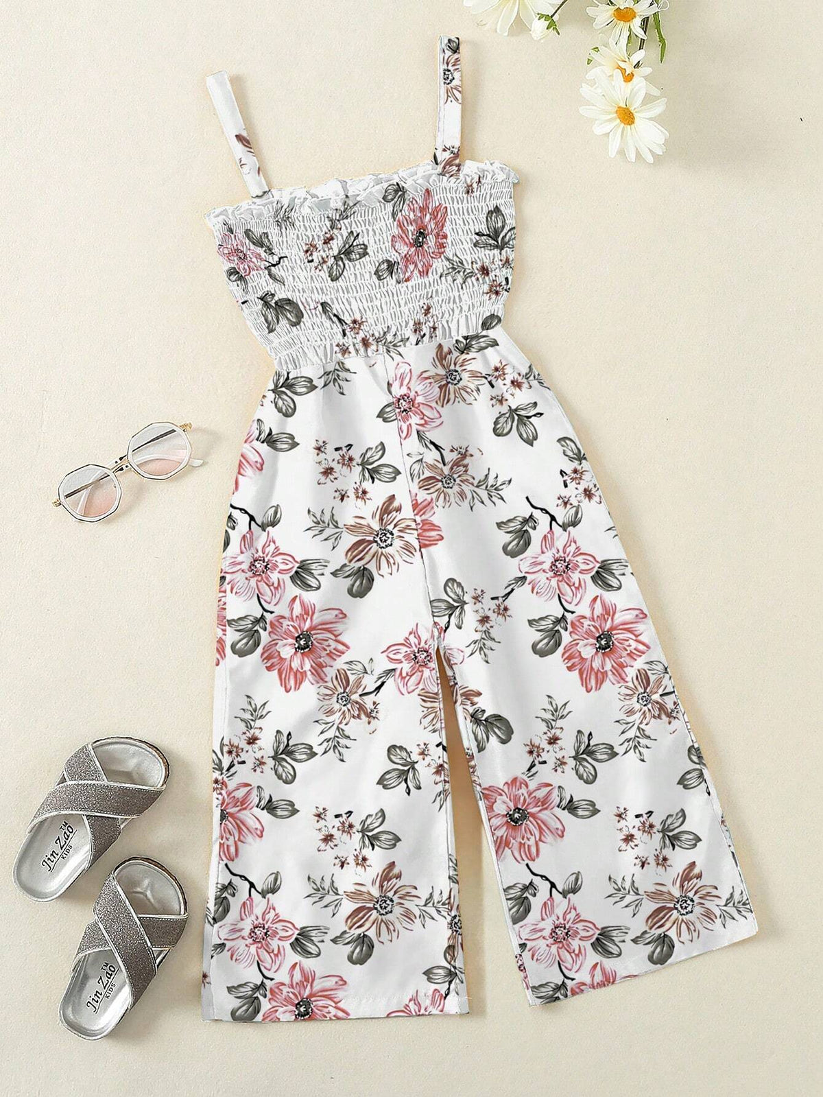 Girls" Summer New Rompers Baby Girls" Floral Printed Jumpsuit For Casual Wear