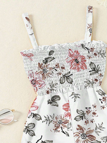 Girls" Summer New Rompers Baby Girls" Floral Printed Jumpsuit For Casual Wear