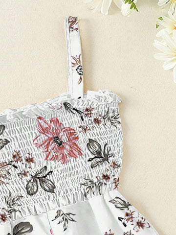 Girls" Summer New Rompers Baby Girls" Floral Printed Jumpsuit For Casual Wear