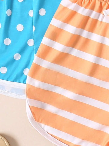 Girls' Summer New Vacation Strap Jumpsuit Beach Leisure 3pcs Set