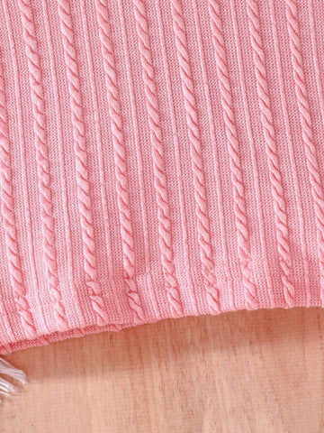 Girls' Summer Short Sleeve Cute Shirt And Elastic Waist Skirt Casual Outfit