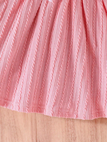 Girls' Summer Short Sleeve Cute Shirt And Elastic Waist Skirt Casual Outfit