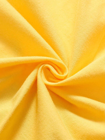 Girls" Summer Short Sleeve Dress Yellow Casual Round Neck Top Animal Butterfly Rainbow Small Flower Pattern Dress 2-7Y