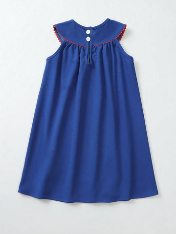 Girls Summer Sleeveless Leisure Vacation Blue Dress