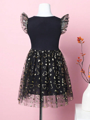 Girls' Summer Sleeveless Mesh Patchwork Unicorn Embroidery Party A-Line Princess Dress SH1696, For Children