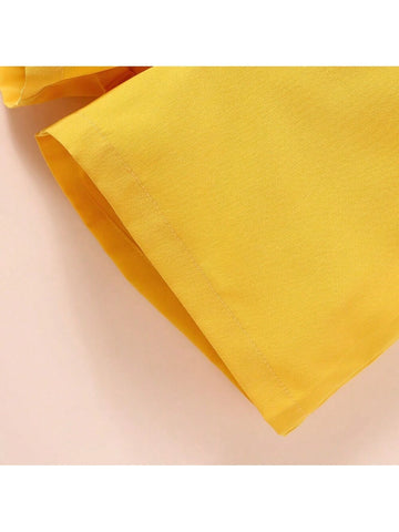 Girls" Summer Sunflower Printed Tank Top With Bowknot Shorts Vacation Style 2pcs/Set Outfits