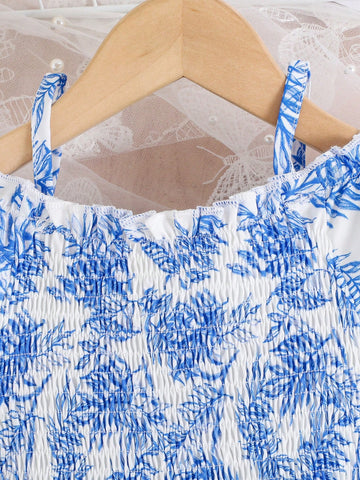 Girls Summer Vacation Style Casual Spaghetti Strap Dress