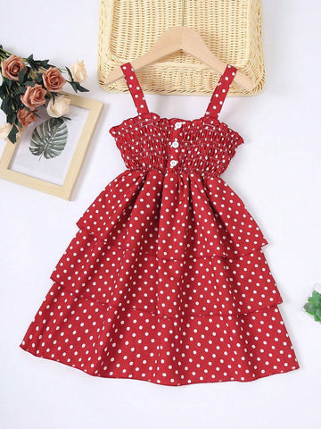 Girls Summer White Spotty Casual Sleeveless Sling Dress