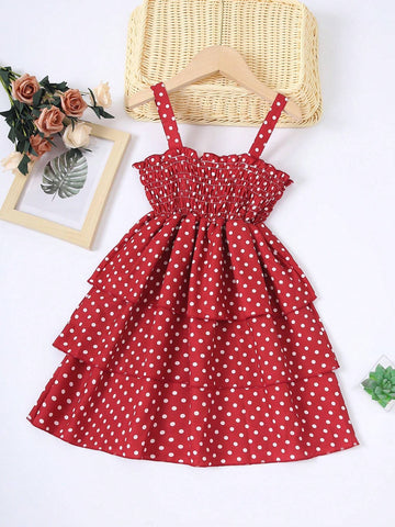 Girls Summer White Spotty Casual Sleeveless Sling Dress