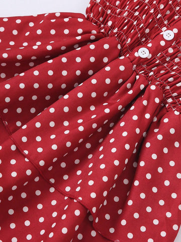 Girls Summer White Spotty Casual Sleeveless Sling Dress
