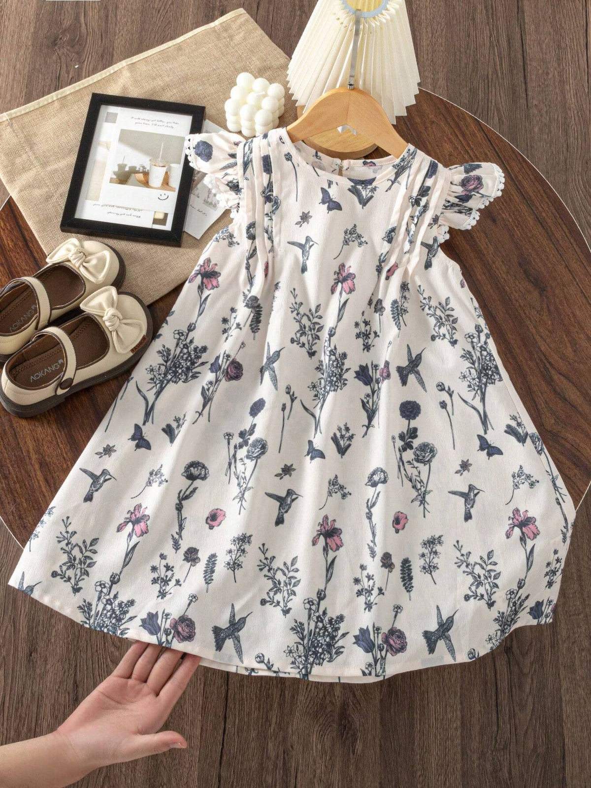 Girls' Sweet And Lovely Ombre Pink Butterfly Puff Sleeve Mesh Patchwork Dress
