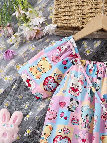 Girls Sweet Lovely Cute Gradient Pink Butterfly Bubble Sleeve Patchwork Mesh Dress
