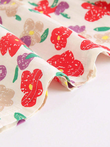 Girls Toddler Country Style Floral Casual Dress Perfect For Holiday Beach Summer