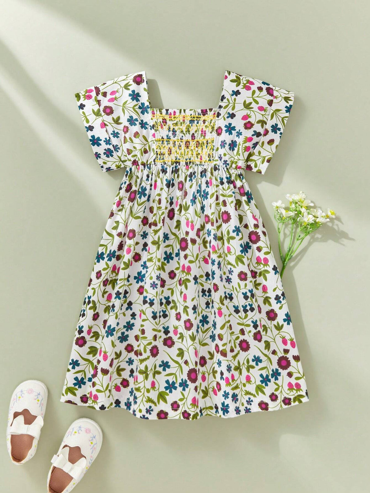 Girls (Toddler) Cute Embroidered Apron Dress In Rural Style