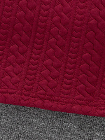 Girls Turtleneck Hooded Cable Knitted Plush A-Line Midi Dress, Elegant High-End Luxury Felt Trim Long Sleeve Bodycon Party Christmas Outfit, Autumn/Winter