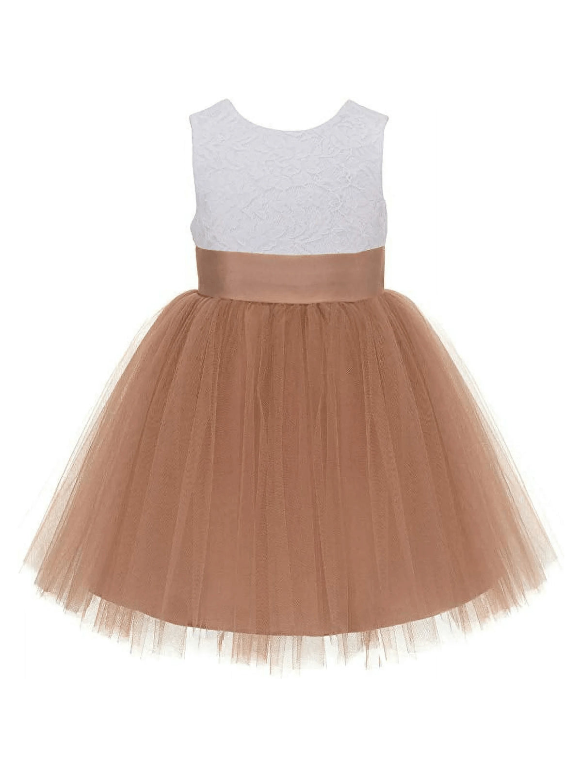 Girls' V-Back Backless Lace Formal Flower Girl Dress Wedding Reception, Children's Birthday Party, Thanksgiving