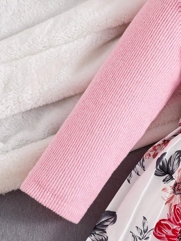 Girls Vacation Dress - This Dress Features A Soft, Warm Double-Sided Fleece Material On The Top With A Ruffle Shoulder Detail And Button Closure