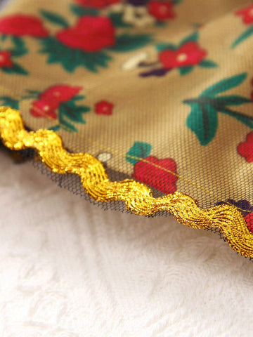 Girls' Vacation Style Ladylike Ditsy Floral Ruffle Trim Blouse For Spring And Summer