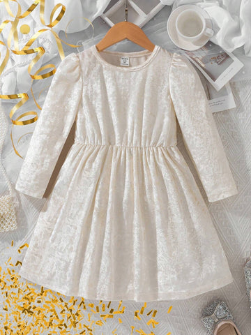Girls Velvet A-Line Round Neck Dress, Long Sleeve, High-End Party & Elegant Occasion Wear, Mother-Daughter Matching, Autumn/Winter
