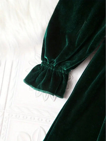 Girls' Velvet Long Sleeve Princess Party Dress, Spring/Autumn Outfit