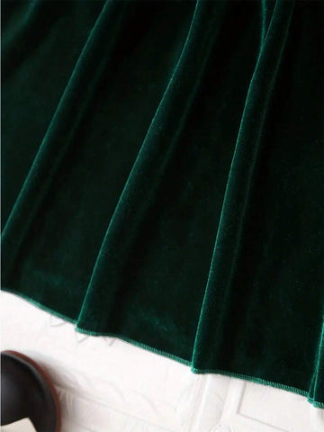 Girls' Velvet Long Sleeve Princess Party Dress, Spring/Autumn Outfit