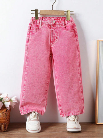 Girls Vintage All-Match Simple Versatile Loose Comfortable Milleraie Coffee Brown Wide Leg Denim Pants