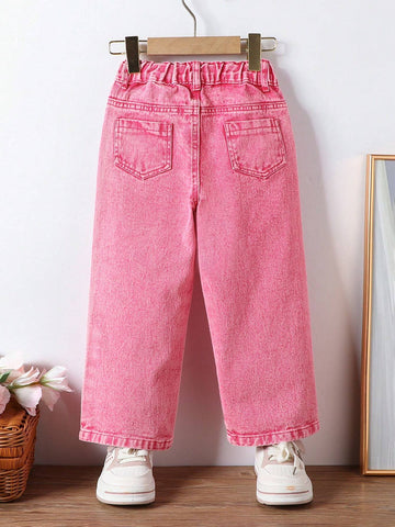 Girls Vintage All-Match Simple Versatile Loose Comfortable Milleraie Coffee Brown Wide Leg Denim Pants