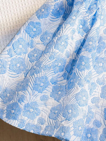 Girls Vintage Floral Print Dress, Girls Short Sleeve Peter Pan Collar Princess Dress