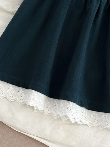 Girls Vintage Lace Collar Princess Dress, Spring Autumn