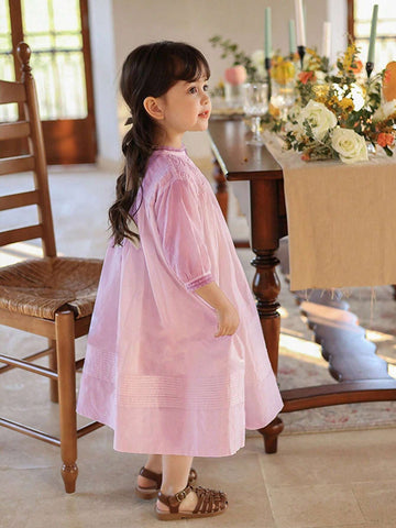 Girls Vintage Lace Mini White Dress, Girly Princess Style Short Sleeve Party Wedding Flower Girl Dress, Spring/Summer