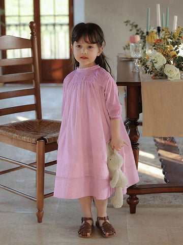 Girls Vintage Lace Mini White Dress, Girly Princess Style Short Sleeve Party Wedding Flower Girl Dress, Spring/Summer
