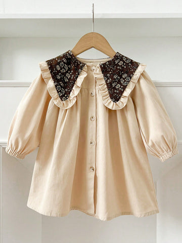 Girls Vintage Phoenix & Ditsy Floral Long Sleeve Dress, Spring/Autumn