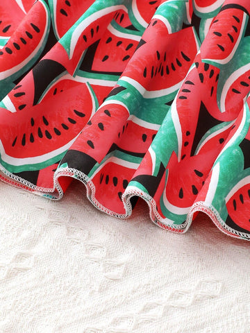Girl's Watermelon Printed Casual Vacation Camisole Dress Summer