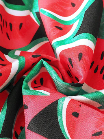 Girl's Watermelon Printed Casual Vacation Camisole Dress Summer