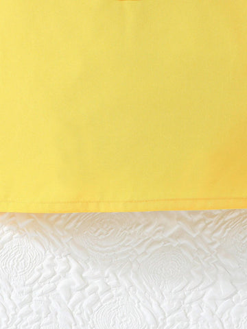 Girls' Yellow Vest Top + Black Pearl Decorated Shorts Fashion Set