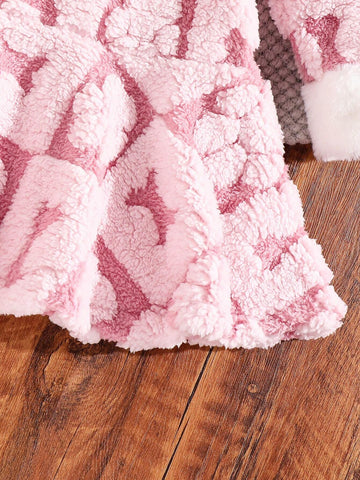 Girls Young Girl Coral Fleece Kitty Paw Cuff Decor Long Sleeve Dress, New Style Autumn/Winter