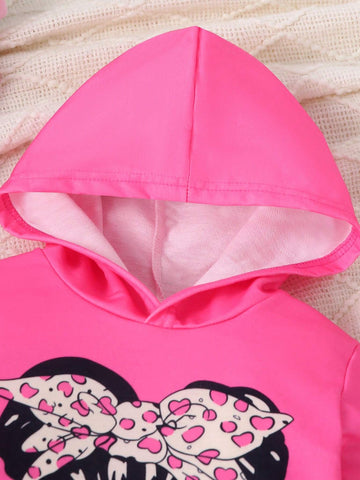 Girls Young Girl Cute Girl Hooded Sweatshirt Set, Autumn/Winter