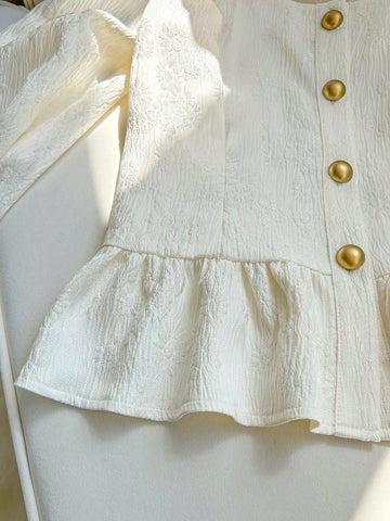 DAZY Women's Casual Solid Color Loose Long Sleeve Front Button Shirt, Autumn