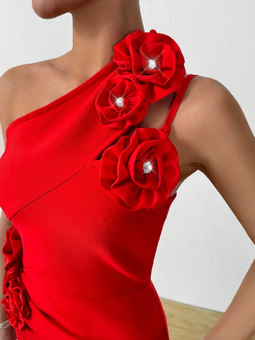 Glamine Elegant Minimalist Red Casual Dress, Fashionable For Everyday Wear