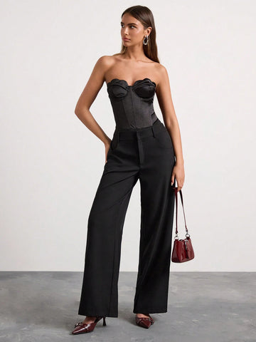 Glamine Women's Elegant Solid Color Criss-Cross Backless Romper