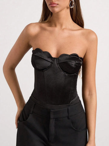 Glamine Women's Elegant Solid Color Criss-Cross Backless Romper