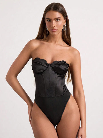 Glamine Women's Elegant Solid Color Criss-Cross Backless Romper