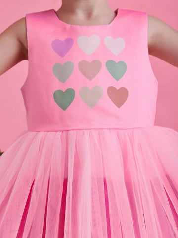 Girls Festive Party & Performance Dress, Colorful Tulle Hem Cake Skirt, Gentle Sweet Cute Banquet Gown