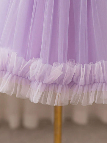 Christmas Party Wear Purple Sequin Tulle Soft Princess Dress