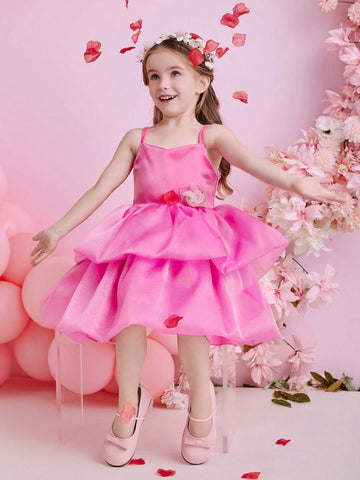 Kids Christmas Young Girl Dress, Party Wear, Santa Dress, New Year Dress, Girls Cloud Mesh Sling Dress