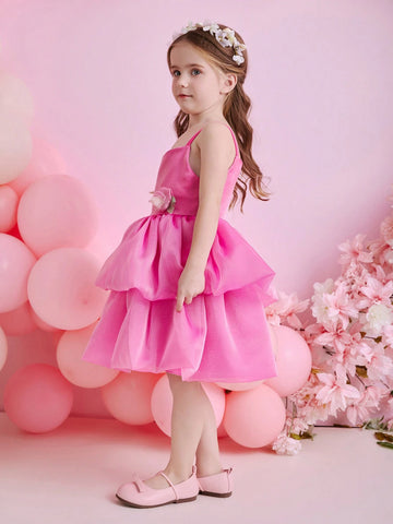 Kids Christmas Young Girl Dress, Party Wear, Santa Dress, New Year Dress, Girls Cloud Mesh Sling Dress