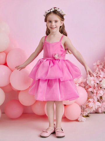 Kids Christmas Young Girl Dress, Party Wear, Santa Dress, New Year Dress, Girls Cloud Mesh Sling Dress