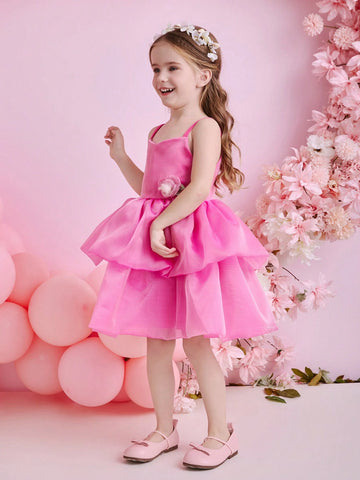 Kids Christmas Young Girl Dress, Party Wear, Santa Dress, New Year Dress, Girls Cloud Mesh Sling Dress