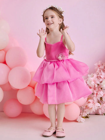 Kids Christmas Young Girl Dress, Party Wear, Santa Dress, New Year Dress, Girls Cloud Mesh Sling Dress