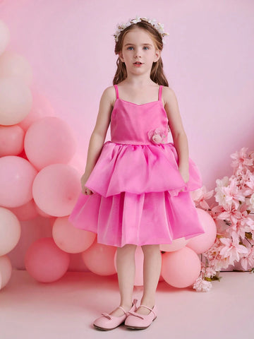 Kids Christmas Young Girl Dress, Party Wear, Santa Dress, New Year Dress, Girls Cloud Mesh Sling Dress